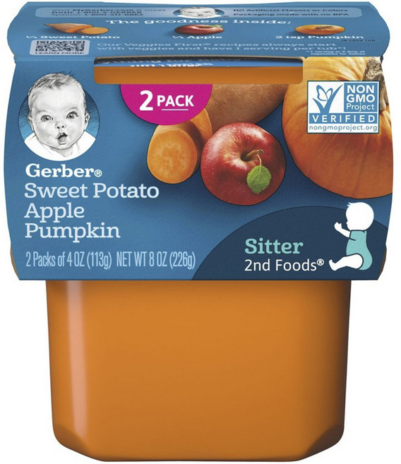 거버 어린이 과일퓨레 113g, 혼합맛(고구마/사과/호박), 2개