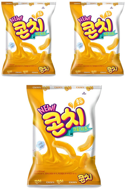 크라운 콘치 크림치즈 과자, 66g, 3개