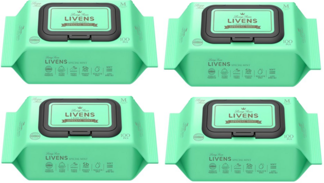 리벤스 스페셜 민트 유아물티슈 캡형, 40g, 100매, 4세트