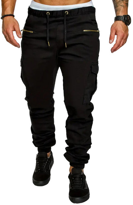남성 카고조거 밴딩팬츠 지퍼장식 슬림핏
