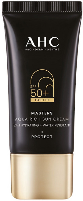 AHC Masters Aqua Rich Sun Cream SPF50 PA 防曬霜 保濕提亮 防水防汗, 膚色, 1個