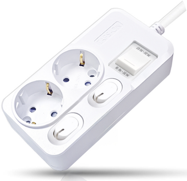 개별스위치+과부하차단 KC인증 접지 2800W 절전 콘센트 2구 멀티탭, 1개, 화이트(화이트스위치), 5m
