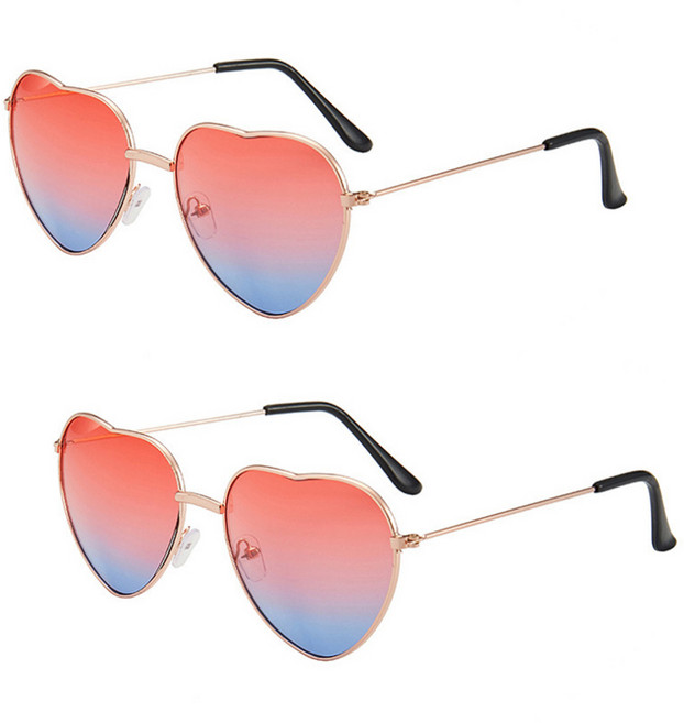 리빙듀오 인싸선글라스 안경 인생네컷 할로윈 2개 한세트, 035.쁘띠하트선글라스 레드블루(131)