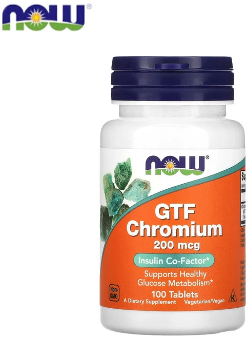 NOW Foods 나우푸드 GTF 크로뮴 고약사 200mcg 100정, 1개 - 쿠팡