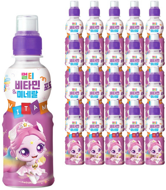 캐치티니핑 멀티비타민 미네랄 포도맛 음료 다이아나핑, 200ml, 12개