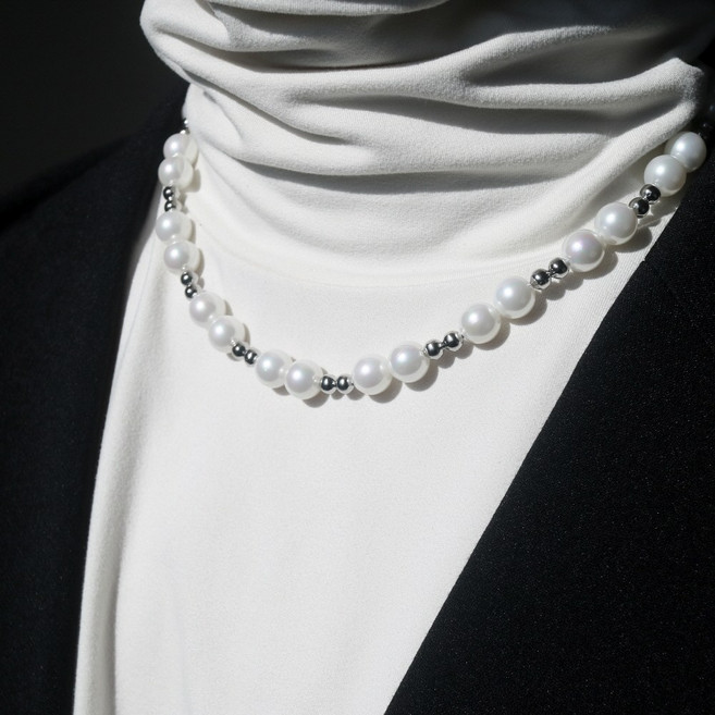 남자 진주 목걸이 써지컬 비즈 Aydin pearl