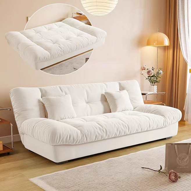 SeekFun 소파 접이식 3인용 쇼파베드 패브릭 대형 쾌적한 다용도 침대 200cm 베이지 그레이