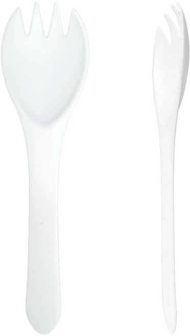 어스마일 PLA 썩는 플라스틱 일회용 포카락 스포크 벌크 50개 포크숟가락, 1세트