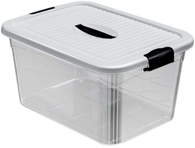卡扣收納箱 附蓋子 透明 多功能, 透白, 1套
