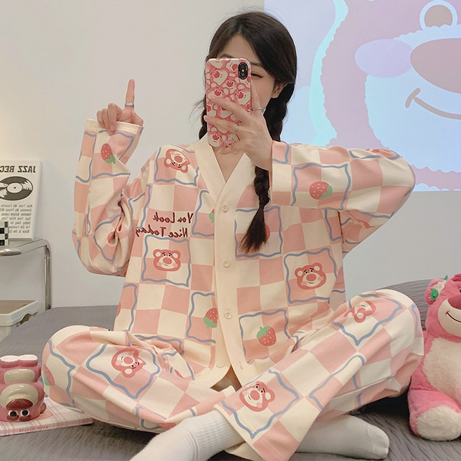 積木狗 卡通長袖睡衣 少女家居服套裝