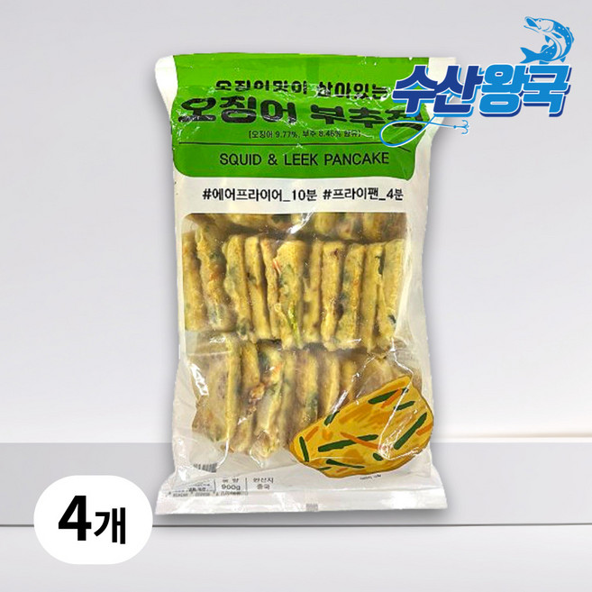 수산왕국 냉동 한입 오징어부추전, 4개, 900g