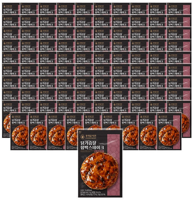 [무료배송/당일출고] 푸라닭 닭가슴살 함박스테이크 블랙알리오, 100g, 100개