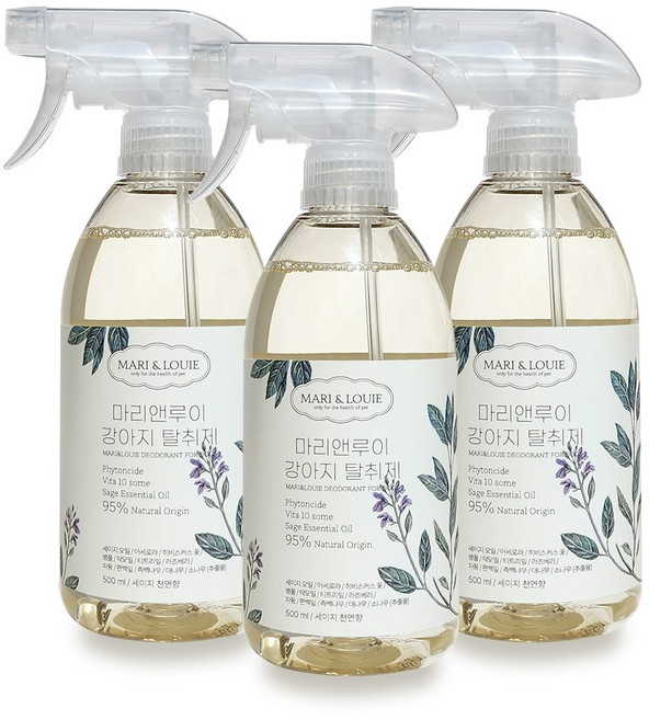 마리앤루이 강아지탈취제 강아지소변탈취제 천연향 천연성분 동물용의약외품, 3개, 500ml