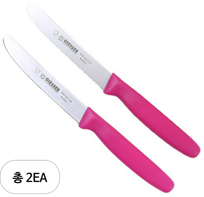 기셀 비비드컬러 톱니과도 + 민과도, 핑크, 2세트