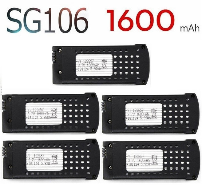 RC 헬리콥터 드론용 Lipo 배터리 충전기 세트 SG106 쿼드콥터 예비 부품 3.7V 충전식 1600mAh, 06 5PCS