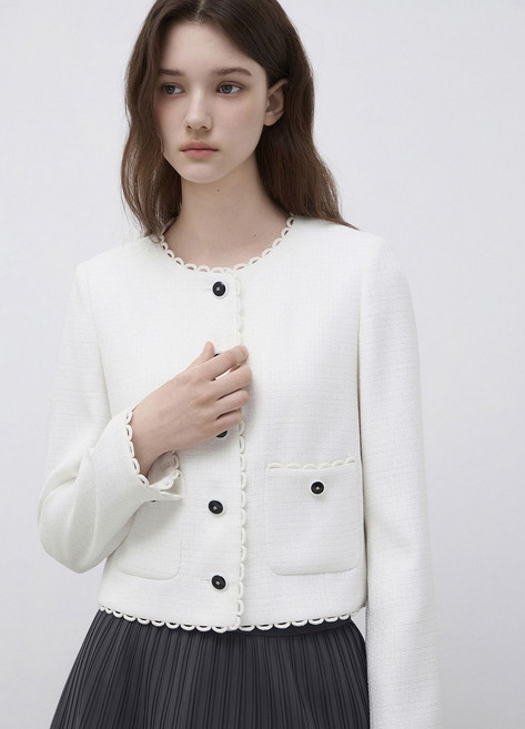 잇미샤 스칼럽 트리밍 트위드 자켓 ITQ4WJK190C ITQ4WJK190-CW