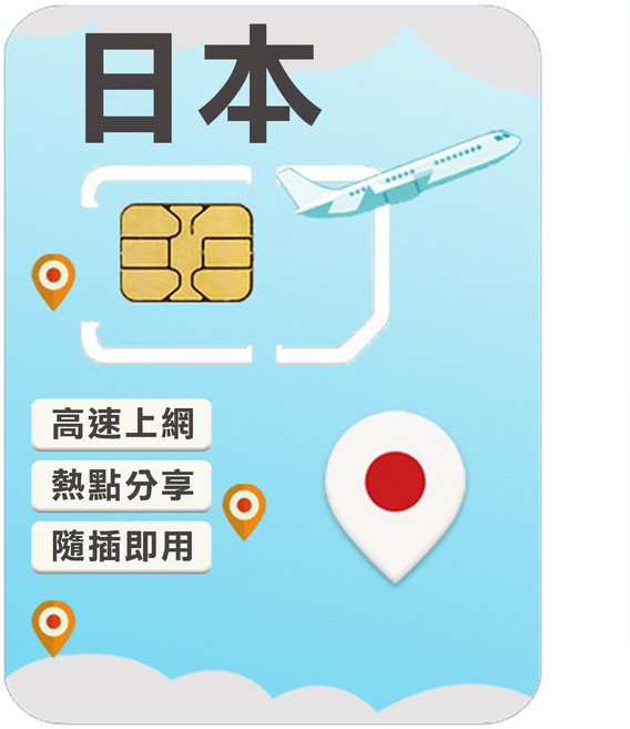 Shminet 日本高速上網SIM卡, 1個, 4天, 每日1GB高速上網