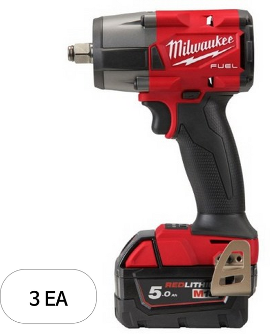 밀워키 미드토크 렌치 FUEL 18V 5.0AH M18 FMTIW2F12-502X, 3개