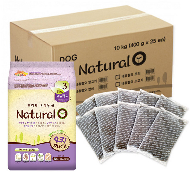 네츄럴오 대용량강아지사료 오리 10kg오가닉인증사료, 10kg, 1개