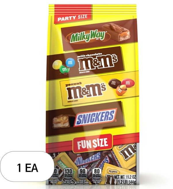 마즈 스니커즈 믹스드 펀사이즈 버라이어티 초콜릿, 544g, 1개