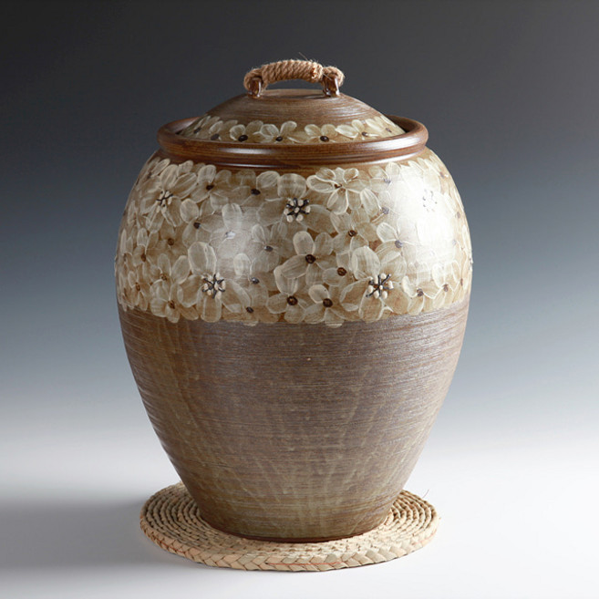 분청 들꽃 쌀독 20kg 쌀항아리 소금항아리