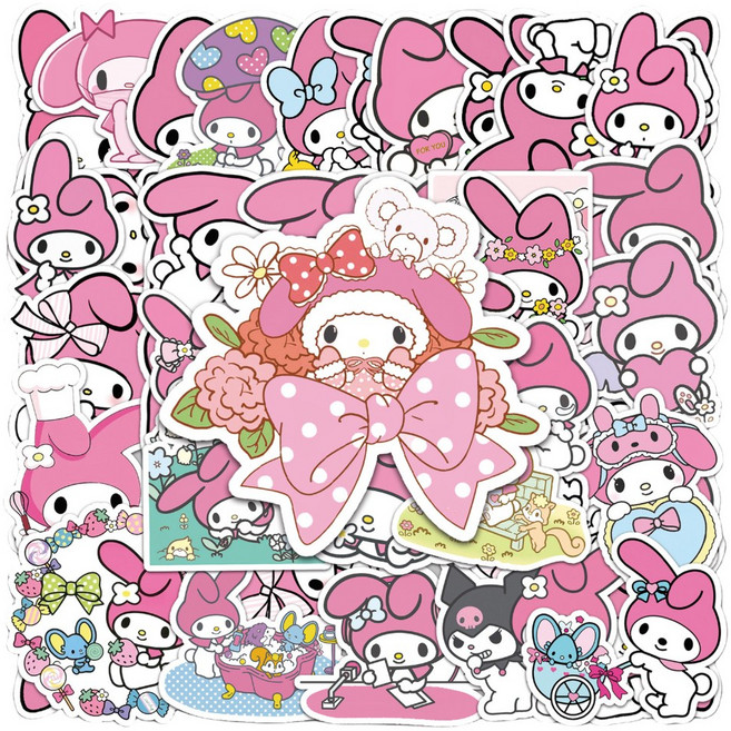 산리오 캐릭터 방수 스티커 (전 캐릭터 모음), 50개, 마이멜로디
