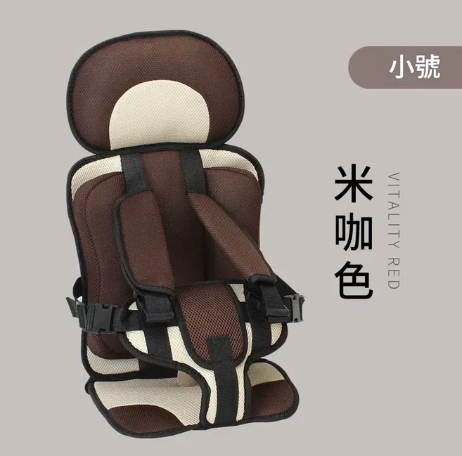 兒童汽車安全座椅 0-12歲 嬰兒汽車坐墊 行動式固定帶, 米咖色小號