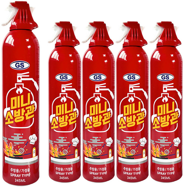 한국소방 미니소방관 차량용 소화기, 345ml, 5세트, 345ml, 혼합색상