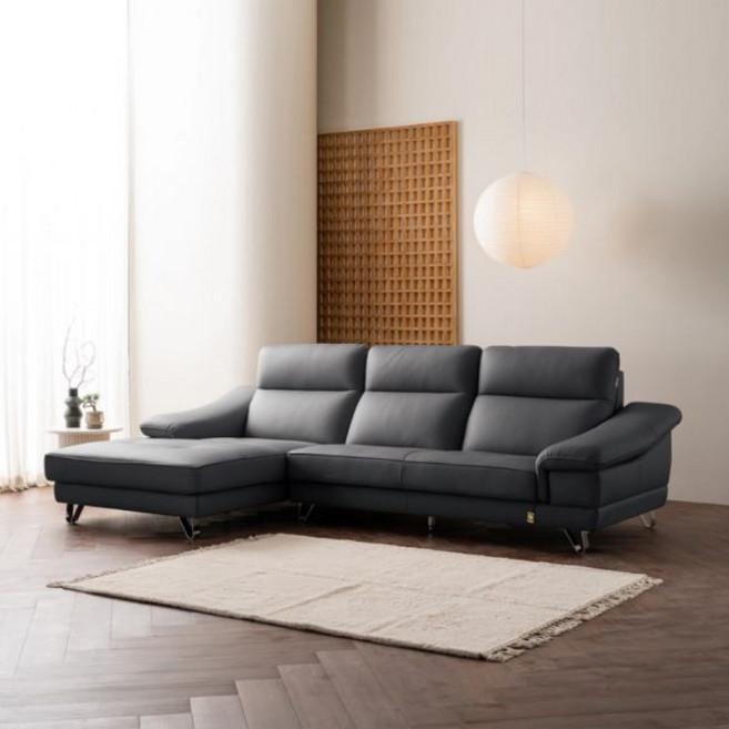 [코스트코]다우닝 레아 스테디 전체 천연가죽 4인 카우치 소파, 엘그레이