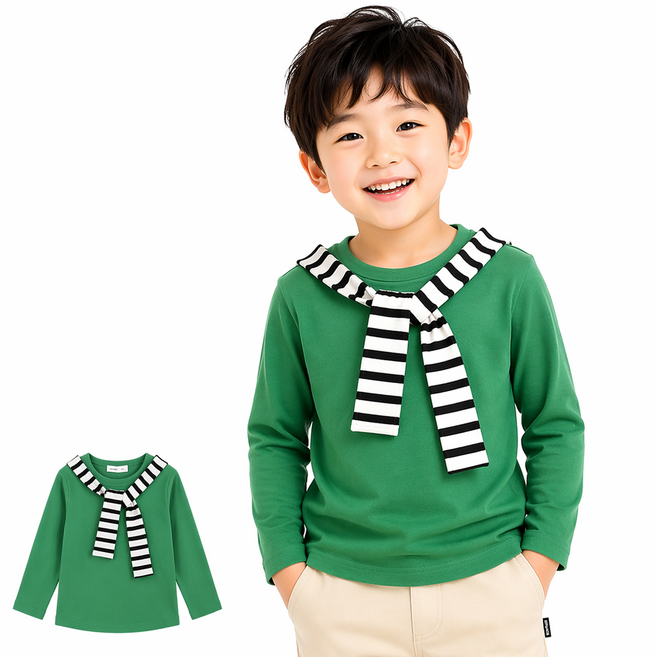 남아 여아 봄가을 긴팔 아동티셔츠 스타일 데일리룩 키즈티 편한 베이직
