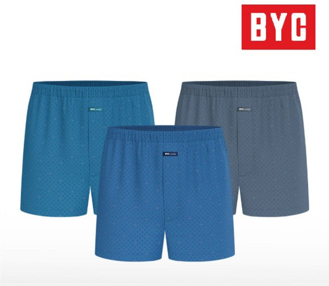 BYC 남성 3매입 순면 트렁크팬티 니트면 사각박서 MCF2335