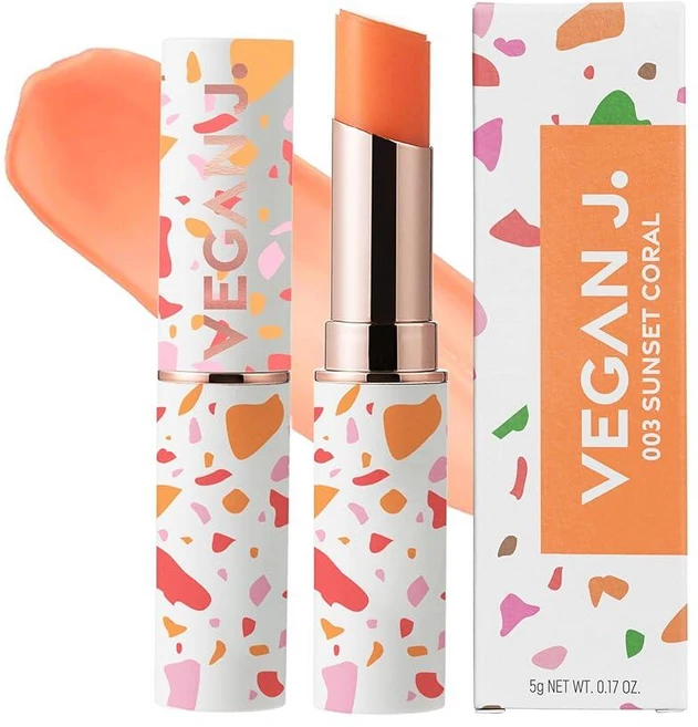 Vegan J. 립밤 – 자연스러운 색상의 오래 지속되는 수분 공급 - 한국 뷰티 오아시스 플랜트 컴플렉스 실리콘 프리 비건 및 동물 실험 프리 립 케어 002 블러쉬 핑, 003 선셋 코랄, 5g, 1개, 003 선셋 코랄 - 쿠팡