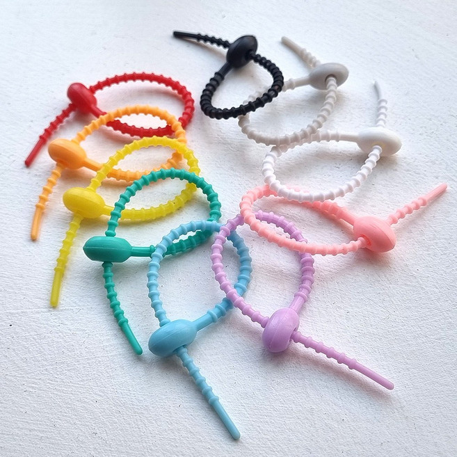 더이안 실리콘 케이블타이 10색 10개세트 15cm 다용도 스트랩 인형 키링고리 선 정리