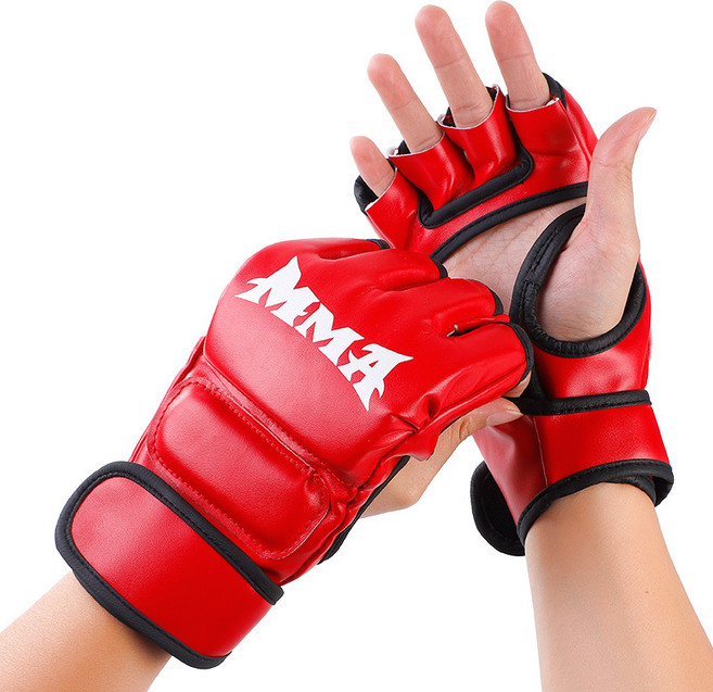 (1 쌍) 무술 장갑 태권도 오픈 팜 샌드백 체포 무에타이 스파링에 적합한 복싱, 02 Red-1, 1개