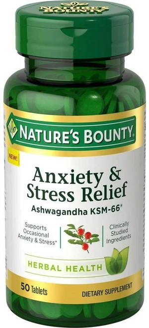 네이처스 바운티 앤자이어티 앤 스트레스 릴리프 아슈와간다 KSM-66 Nature's Bounty Anxiety & Stress Relief, 1개, 50정 - 쿠팡
