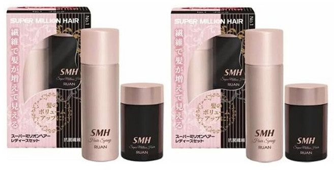 2개 세트 슈퍼 밀리언 헤어 여성 세트 블랙 No.1 슈퍼 밀리언 헤어 10g + 슈퍼 밀리언 헤어 스프레이 35g 오리지널 로고가 들어간 씰 첨부, 1개, 상세페이지 참조