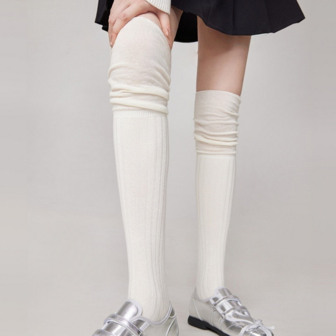 Banjiwu 여성 양말 순색 겨울 무릎 양말 슬림 압박 중목 양말 반목 양말 장목 양말 운동 다리 워머 필라테스 1족 세트