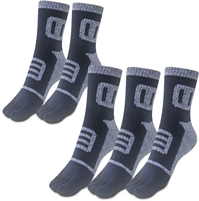 남자 두툼한 이중바닥 등산 스포츠 쿠션 발가락양말 중목 5켤레