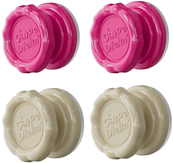 롤링페이퍼 무타공 초강력 흡착 다용도 걸이 손잡이, 1세트, 핑크2개+아이보리2개