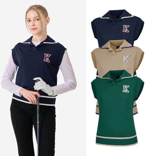 김영주 여성 골프웨어 글로리 에리 슬리브리스 니트 경량 기능성 쿨터치 민소매 스포츠 상의