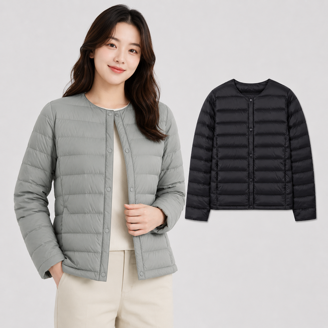 네파 (역시즌) 대박할인 50% 25FW 겨울용 여성 레타 넥리스 경량 다운 자켓 - 7L82012
