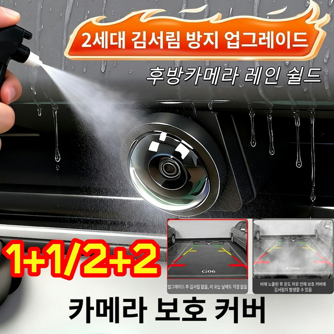 1+1/2+2 후방카메라 레인 쉴드 차량의 360도 파노라마 이미지 시스템 전후방 카메라 보호 커버, White, 8개