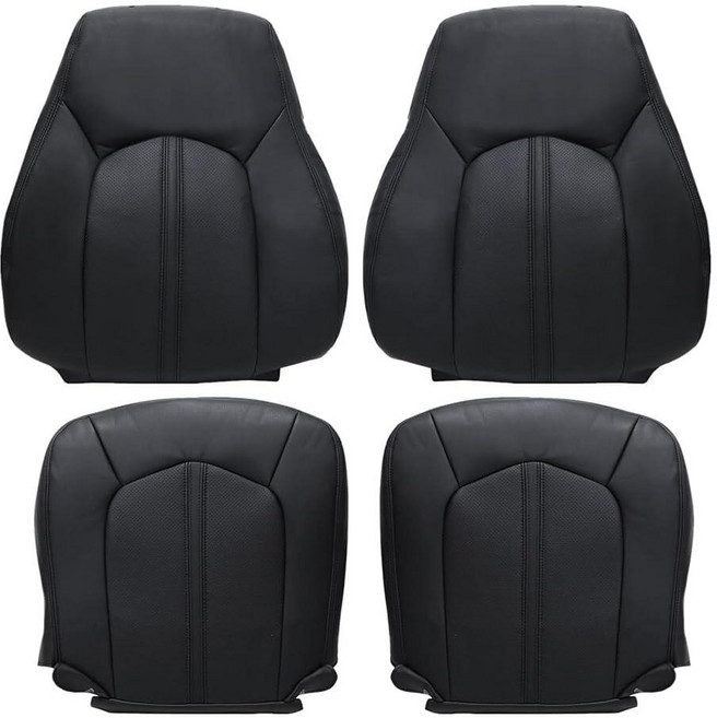 FZJDSD 캐딜락 CTS 2008 2009 2010 2011 2012 2013과 호환되는 블랙 운전석 및 조수석 바닥 상단 린 백 가죽 교체 시트 커버