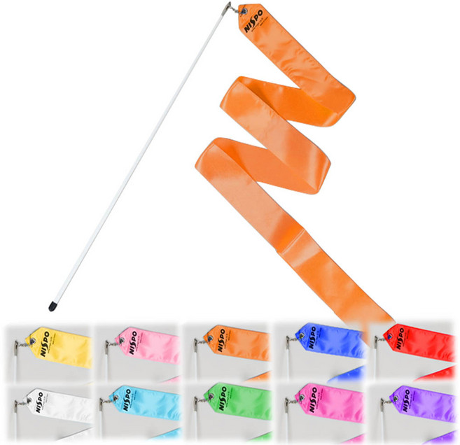 니스포 리듬체조 리본 4M 5M 6M 체조용리본 단색 10종류 컬러, 화이트