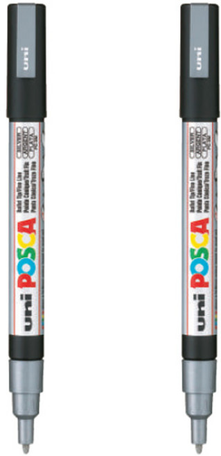 유니 포스카마카 PC-3M (얇은글씨용), 실버, 2개