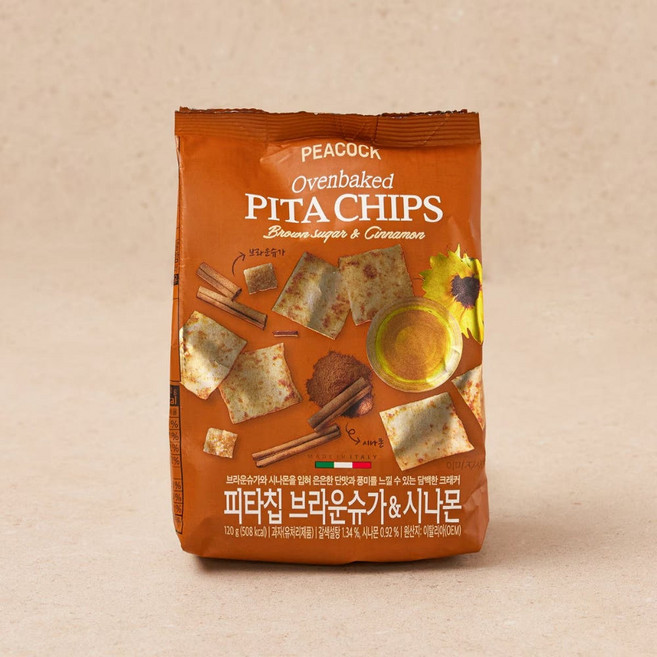 피코크 피타칩 시나몬브라운슈가 120g, 1개