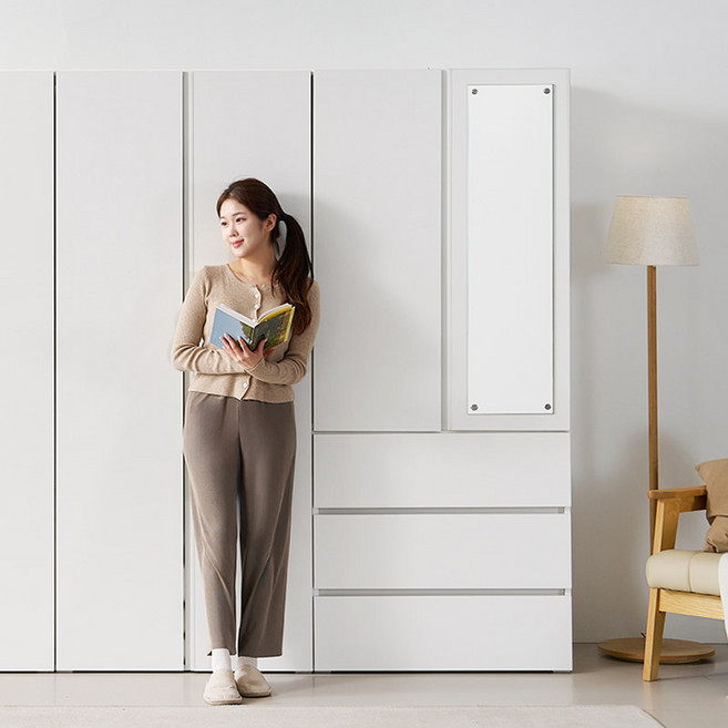 e스마트 라일 LPM 학생 작은방 간이옷장 싱글 원룸 옷장 800, 1. 옷장, 화이트