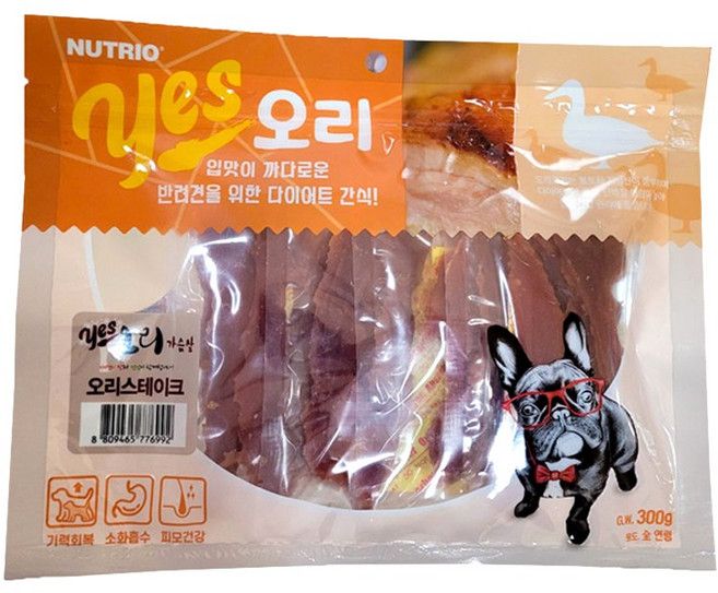 뉴트리오 강아지 육포 건조 간식 YES시리즈, 300g, 1개, 오리스테이크