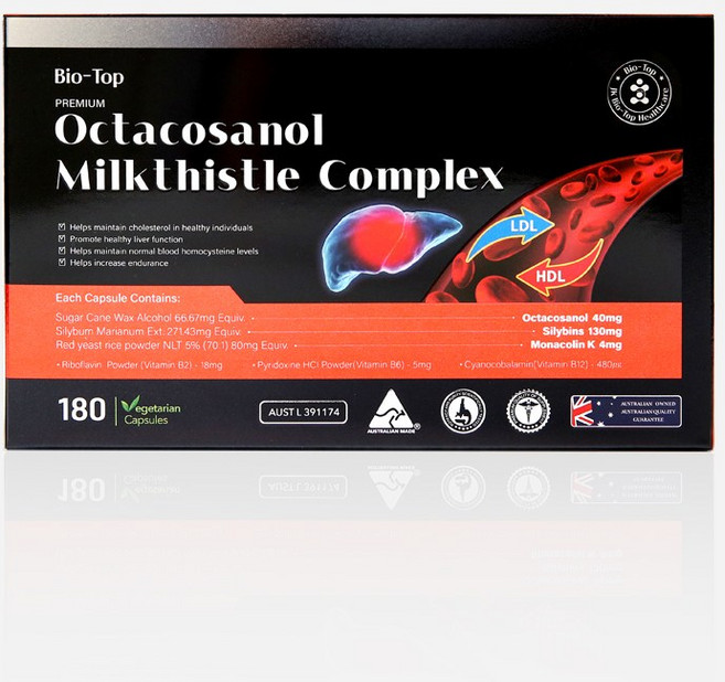 바이오탑 복합 옥타코사놀 밀크씨슬 30캡슐 폴리코사놀 6종 기능성, 6개월 180캡슐, 180정, 1개