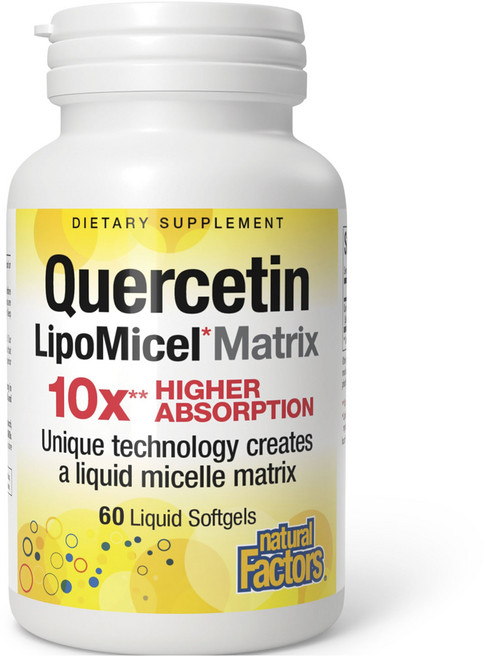 natural Factors 槲皮素脂質微球矩陣 10倍高吸收液體軟膠囊, 60錠, 1個